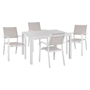 ΣΕΤ 5ΤΜΧ ΤΡΑΠΕΖΙ 120x80x75,5 & ΠΟΛΥΘΡΟΝΕΣ ΑΛΟΥΜΙΝΙΟΥ ΛΕΥΚΟ