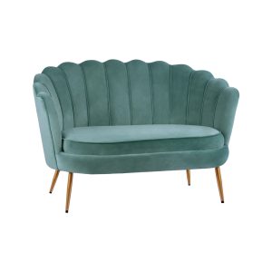 ΚΑΝΑΠΕΣ 2ΘΕΣΙΟΣ COQUILLE ΑΠΟ ΦΥΣΤΙΚΙ ΒΕΛΟΥΔΟ ΜΕ ΧΡΥΣΑ ΠΟΔΙΑ 130x81x86Υ εκ.