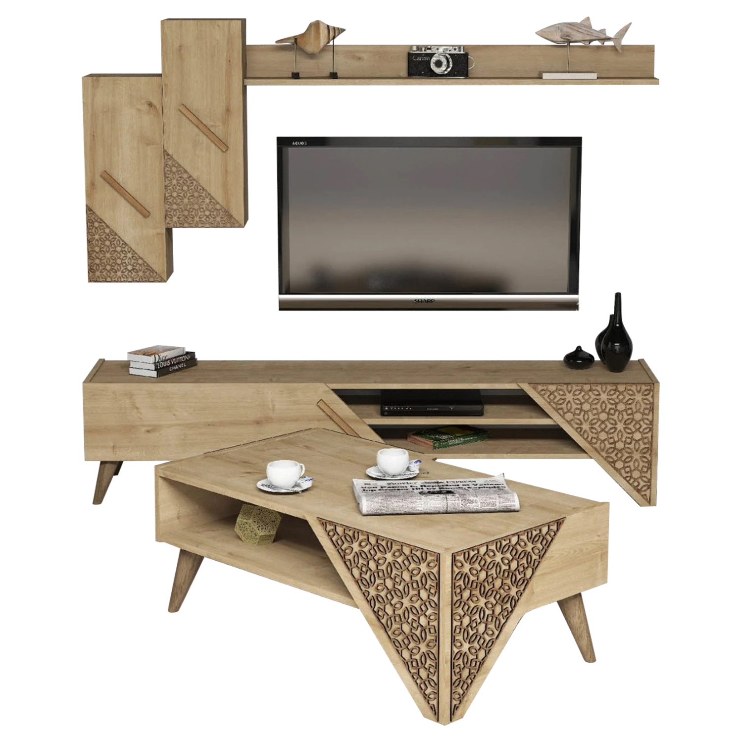 ΣΥΝΘΕΣΗ ΣΑΛΟΝΙΟΥ ΦΥΣΙΚΟ OAK 180x40x37εκ