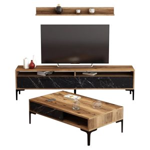 ΣΥΝΘΕΣΗ ΣΑΛΟΝΙΟΥ 2ΤΜΧ ΚΑΡΥΔΙ-BLACK MARBLE 180x47x35εκ