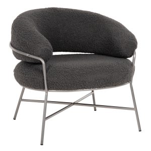 ΠΟΛΥΘΡΟΝΑ TRUDI ΑΠΟ ΜΠΟΥΚΛΕ ΓΚΡΙ ΜΕ ΑΣΗΜΙ ΜΕΤΑΛΛΙΚΟ ΣΚΕΛΕΤΟ 84x79x76Υ εκ.