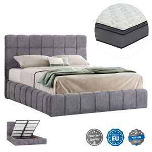 ΚΡΕΒΑΤΙ ΔΙΠΛΟ ΜΕ ΣΤΡΩΜΑ & ΑΠΟΘ.ΧΩΡΟ RAMON ΓΚΡΙ ΜΠΟΥΚΛΕ--ΓΙΑ 160x200εκ