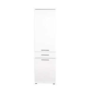 Ντουλάπι μπάνιου με καλάθι απλύτων σε χρώμα λευκό high gloss 52x38x187