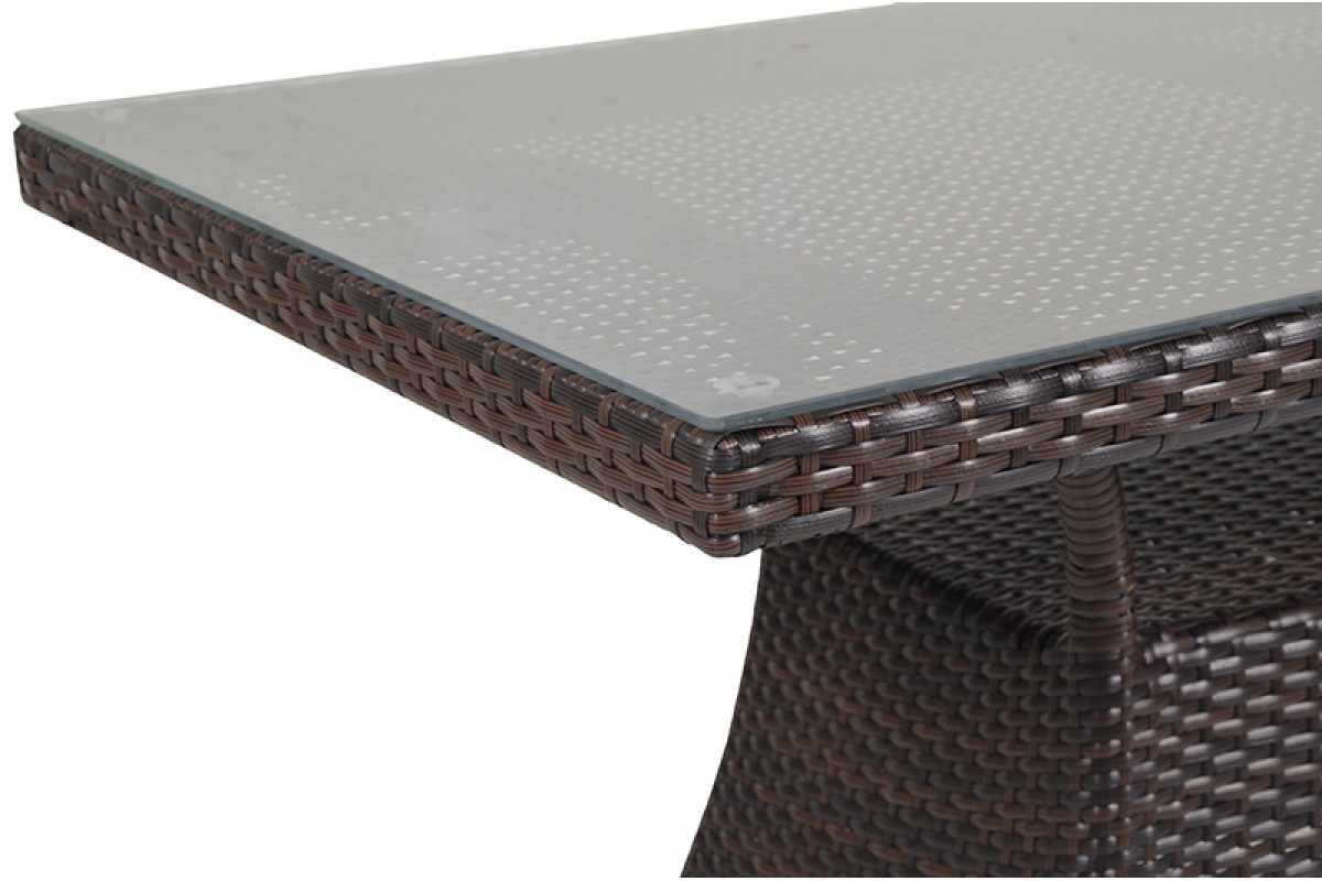 Τραπέζι "MONACO" αλουμινίου-wicker σε χρώμα cappuccino 120x70x74 - Image 2