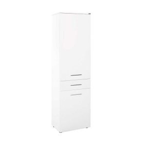 Στήλη-ντουλάπα μπάνιου "Diana" με καλάθι απλύτων σε χρώμα λευκό 53x38x187