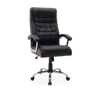 Πολυθρόνα "MANAGER" από μέταλλο/PU σε χρώμα μαύρο 64x72x114-124