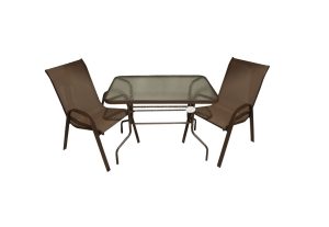 Σετ κήπου 3τμχ μεταλλικό σε καφέ χρώμα 100x65x70