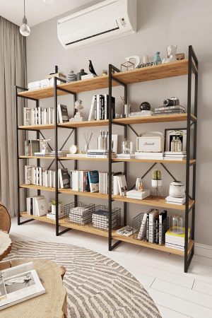 Βιβλιοθήκη "Madden" σε χρώμα atlantic pine-μαύρο 180x30x180