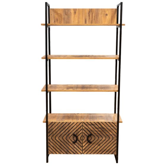 Βιβλιοθήκη "Gate" σε χρώμα atlantic pine-μαύρο 82x35x180 - Image 2