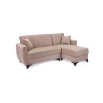 Γωνιακός καναπές κρεβάτι RAF αναστρέψιμος - Μπεζ ύφασμα 230x145x84