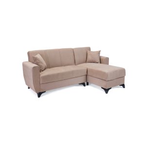 Γωνιακός καναπές κρεβάτι RAF αναστρέψιμος - Μπεζ ύφασμα 230x145x84