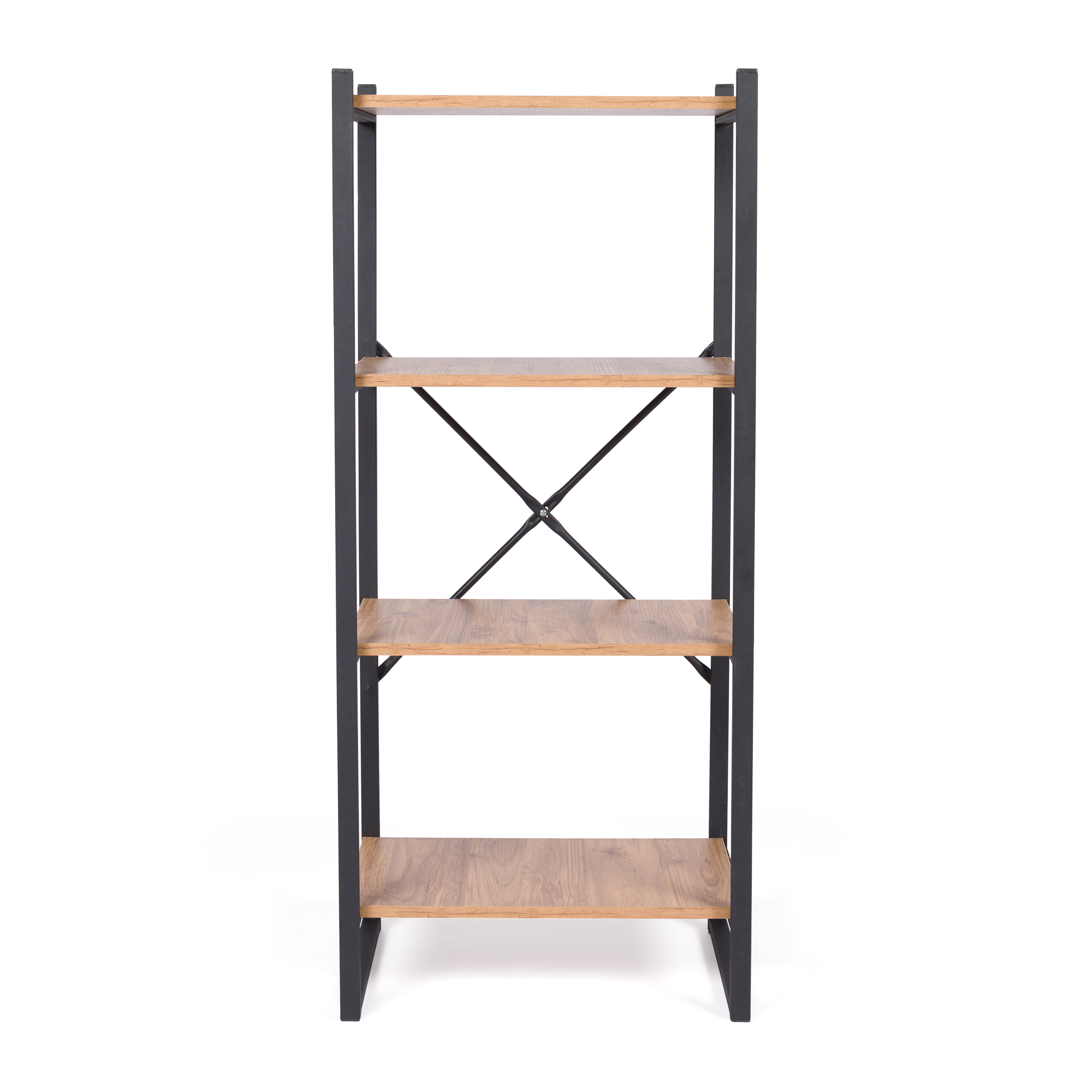 Ραφιέρα επιδαπέδια "Vera" μέταλλο καρυδί-μαύρο 60x60x140 - Image 2