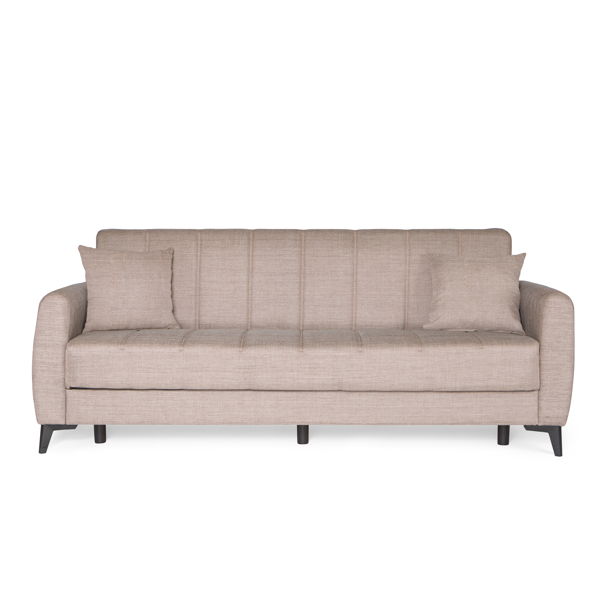 Καναπές-κρεβάτι με αποθηκευτικό χώρο διθέσιος Milos μπεζ-καφε ύφασμα 148x78x85 - Image 2