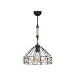 BEAMAX Μοντέρνο Κρεμαστό Φωτιστικό Οροφής με Ντουί 1 x E27 AC 220-240V IP20 - Μαύρο & Μπεζ - Μ30 x Π30 x Υ70cm