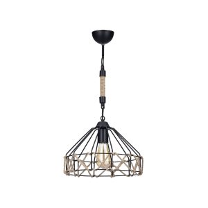 BEAMAX Μοντέρνο Κρεμαστό Φωτιστικό Οροφής με Ντουί 1 x E27 AC 220-240V IP20 - Μαύρο & Μπεζ - Μ30 x Π30 x Υ70cm