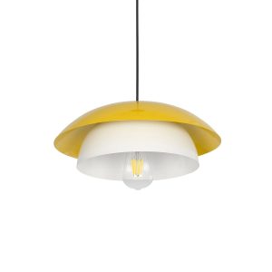 AURA Μοντέρνο Κρεμαστό Φωτιστικό Οροφής με Ντουί 1 x E27 AC 220-240V IP20 - Κίτρινο & Λευκό - Μ31 x Π31 x Υ27cm
