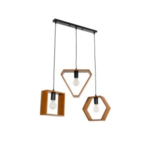 ELISE Μοντέρνο Κρεμαστό Φωτιστικό Οροφής με Ντουί 3 x E27 AC 220-240V IP20 - Καφέ & Μαύρο - Μ74 x Π9 x Υ40cm