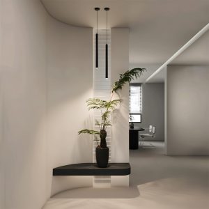 kelvo® CANAL KLV- Κρεμαστό Φωτιστικό Οροφής LED 7W 700lm 36° AC 220-240V IP20 Θερμό Λευκό 2700K - Bridgelux COB Chip & TÜV SÜD Driver - Μαύρο Ματ - Μ4 x Π4 x Υ80cm