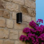 kelvo® MURANO KLV- Φωτιστικό Τοίχου / Απλίκα για 2 Λάμπες MR16 με Ντουί GU10 AC 220-240V Αδιάβροχο IP65 - Μαύρο Ματ - Μ8 x Π8 x Υ15cm