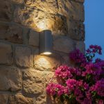 kelvo® MURANO KLV- Φωτιστικό Τοίχου / Απλίκα για 2 Λάμπες MR16 με Ντουί GU10 AC 220-240V Αδιάβροχο IP65 - Γκρι Ανθρακί Ματ - Μ8 x Π8 x Υ15cm