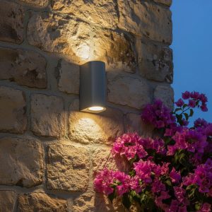 kelvo® MURANO KLV- Φωτιστικό Τοίχου / Απλίκα για 2 Λάμπες MR16 με Ντουί GU10 AC 220-240V Αδιάβροχο IP65 - Γκρι Ανθρακί Ματ - Μ8 x Π8 x Υ15cm