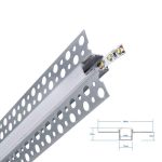 Χωνευτό Προφίλ Αλουμινίου Ειδικό για Γυψοσανίδα με Λευκό Γαλακτερό Πατητό Κάλυμμα για Ταινίες LED IP20 1m