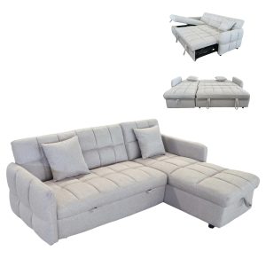 ΓΩΝΙΑΚΟΣ ΚΑΝΑΠΕΣ-ΚΡΕΒΑΤΙ ΑΝΑΣΤΡΕΨΙΜΟΣ NEZU ΜΠΕΖ ΥΦΑΣΜΑ 210x140x78Υεκ.