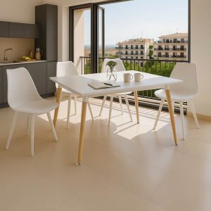 Φοιτητικό πακέτο τραπεζαρίας Natali-Gaston σετ 5τεμ λευκό 120x80x76εκ