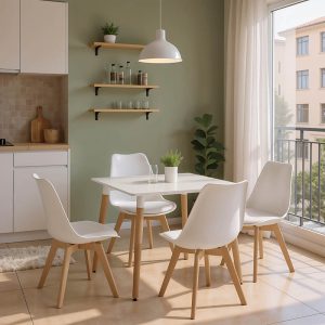 Φοιτητικό πακέτο επίπλων κουζίνας Deli σετ 5τεμ σε λευκή απόχρωση 80x80x76εκ