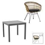 Τραπεζαρία Kliton-Naoki B σετ 5τεμ ανθρακί αλουμίνιο και