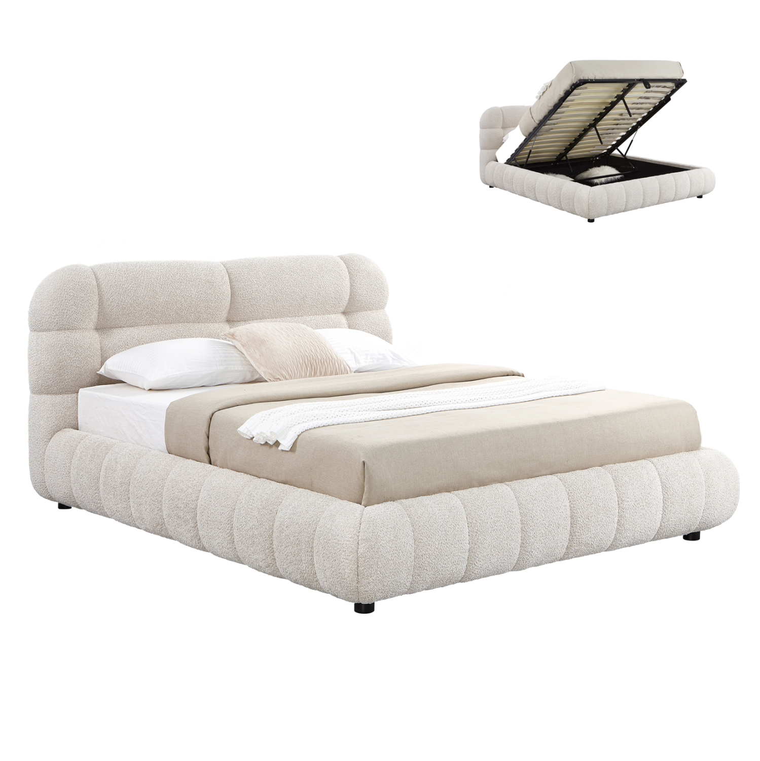 ΚΡΕΒΑΤΙ ΜΕ ΑΠΟΘ.ΧΩΡΟ MOLEN ΜΠΕΖ ΜΠΟΥΚΛΕ ΥΦΑΣΜΑ--ΓΙΑ ΣΤΡΩΜΑ 160x200εκ