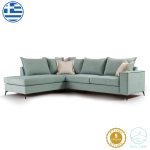 Γωνιακός καναπές δεξιά γωνία Romantic ύφασμα Ciel-Cream 290x235x95εκ
