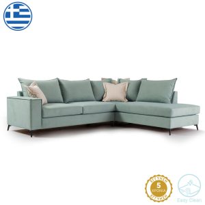 Γωνιακός καναπές αριστερή γωνία Romantic ύφασμα ciel-cream 290x235x95εκ