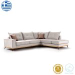Γωνιακός καναπές αριστερή γωνία Luxury II ύφασμα cream-mocha 290x235x95εκ