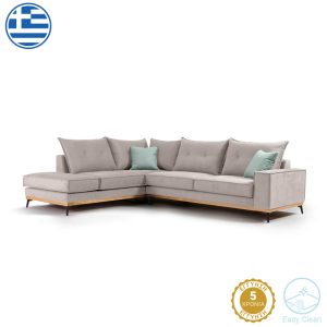 Γωνιακός καναπές δεξιά γωνία Luxury II ύφασμα elephant-ciel 290x235x95εκ