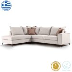 Γωνιακός καναπές δεξιά γωνία Romantic ύφασμα cream-mocha 290x235x95εκ