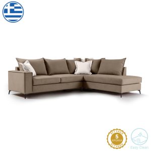 Γωνιακός καναπές αριστερή γωνία Romantic ύφασμα mocha-cream 290x235x95εκ
