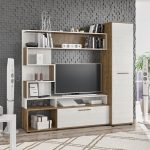 Σύνθετο σαλονιού Jasper καρυδί-αντικέ λευκό 151.5x37.5x169.5εκ