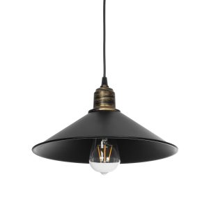 FERRO Μοντέρνο Κρεμαστό Φωτιστικό Οροφής με Ντουί 1 x E27 AC 220-240V IP20 - Μαύρο & Μπρούτζινο - Μ30 x Π30 x Υ15cm