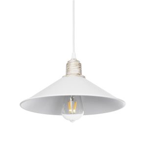 FERRO Μοντέρνο Κρεμαστό Φωτιστικό Οροφής με Ντουί 1 x E27 AC 220-240V IP20 - Λευκό & Χρυσό - Μ30 x Π30 x Υ15cm