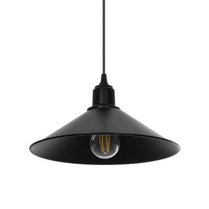 FERRO Μοντέρνο Κρεμαστό Φωτιστικό Οροφής με Ντουί 1 x E27 AC 220-240V IP20 - Μαύρο - Μ30 x Π30 x Υ15cm