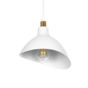 RIVE Μοντέρνο Κρεμαστό Φωτιστικό Οροφής με Ντουί 1 x E27 AC 220-240V IP20 - Λευκό & Χρυσό - Μ22 x Π20 x Υ22cm