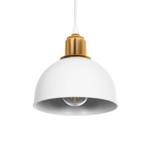 ΗUT Μοντέρνο Κρεμαστό Φωτιστικό Οροφής με Ντουί 1 x E27 AC 220-240V IP20 - Λευκό & Χρυσό - Μ18 x Π18 x Υ18cm