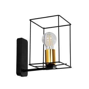 CYRA Μοντέρνο Φωτιστικό Τοίχου - Απλίκα με Ντουί 1 x E27 AC 220-240V IP20 - Μαύρο & Χρυσό - Μ14 x Π21 x Υ22cm