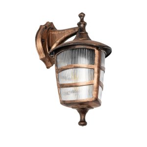 ZARDIN Vintage Φωτιστικό Τοίχου - Απλίκα με Ντουί 1 x E27 AC 220-240V IP44 - Χάλκινο - Μ17 x Π21 x Υ30cm