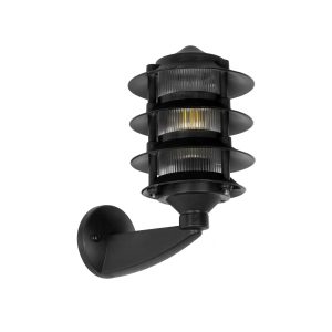 LANTERNA Μοντέρνο Φωτιστικό Τοίχου - Απλίκα με Ντουί 1 x E27 AC 220-240V IP44 - Μαύρο - Μ16 x Π23 x Υ30cm