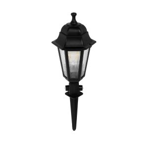 VITRO Vintage Καρφωτό Φωτιστικό Φαναράκι Μονόφωτο 1 x E27 IP44 Μαύρο & Διάφανο Πλαστικό - Μ17 x Π17 x Υ55cm