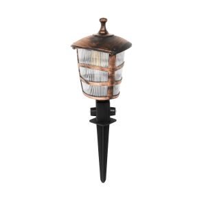 ZARDIN Vintage Καρφωτό Φωτιστικό Φαναράκι Μονόφωτο 1 x E27 IP44 Χάλκινο & Διάφανο Πλαστικό - Μ17 x Π17 x Υ50cm