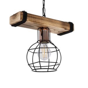 STARLO Vintage Κρεμαστό Φωτιστικό Οροφής με Ντουί 1 x E27 AC 220-240V IP20 - Μπεζ & Μαύρο - Μ30 x Π16 x Υ23cm