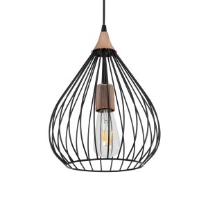 RADIARO Vintage Κρεμαστό Φωτιστικό Οροφής με Ντουί 1 x E27 AC 220-240V IP20 - Μαύρο & Χάλκινο - Μ26 x Π26 x Υ35cm